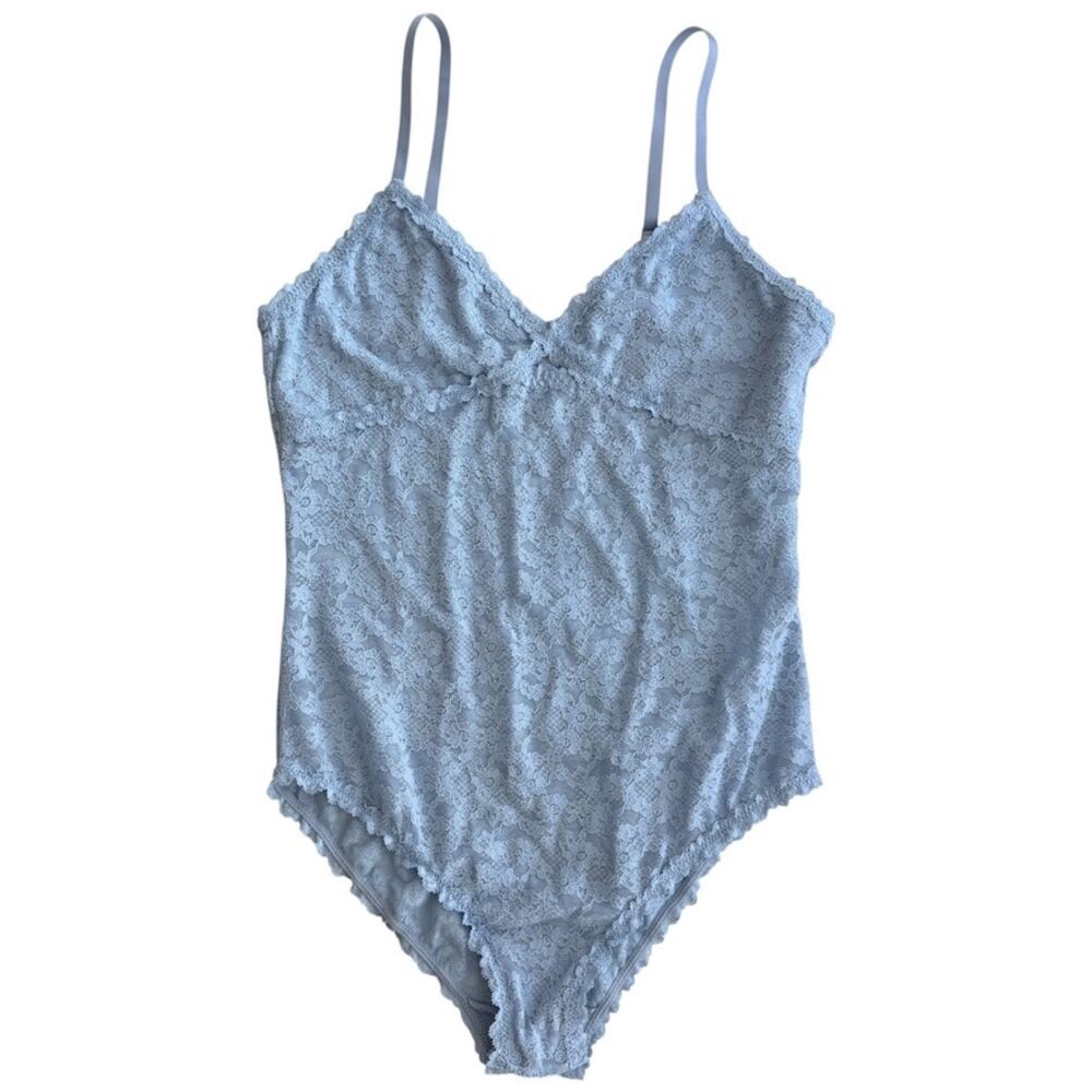 Show Off By Aerie Light Blue Sheer Lace Bodysuit Adjustable Straps Size Large